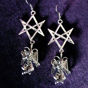 Baphomet & Unicursal Hexagram Thelema Earrings
